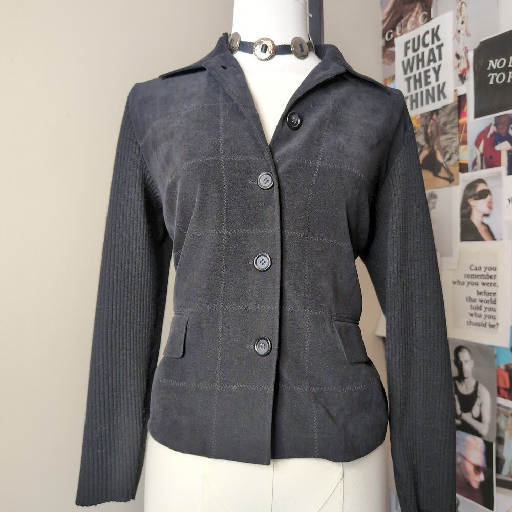 Mixed Media Button Up Jacket Vintage